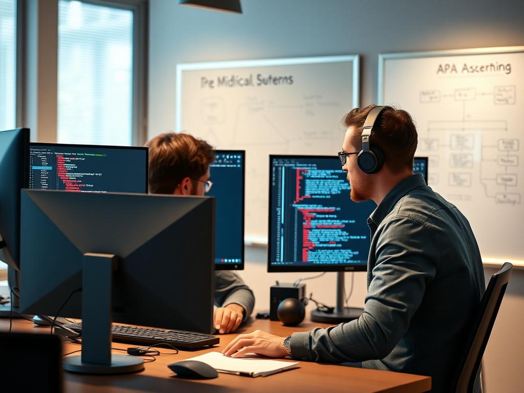 Developers pair programming an API integration