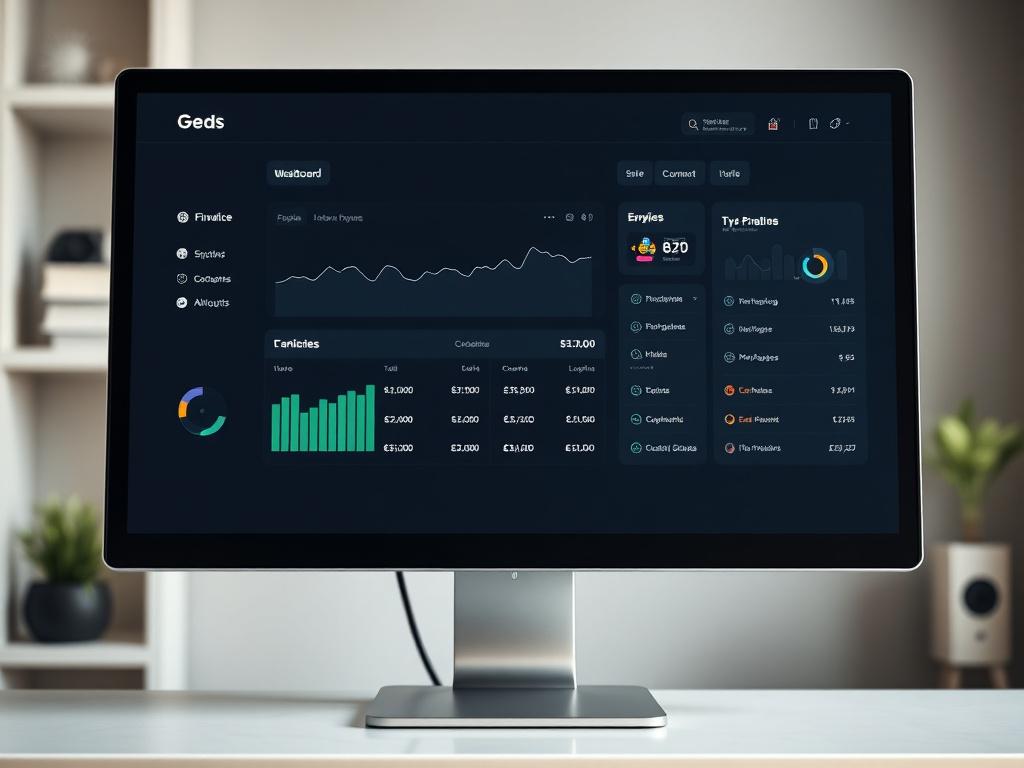Fintech client dashboard interface on a desktop monitor