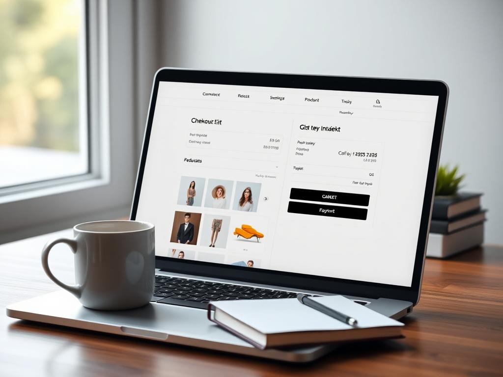 Clean e-commerce checkout page on a laptop